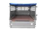 Remorque grillagée 200×106 avec bâche plate bleue, ridelles grillagées et roue jockey – Garden Trailer 200 KIPP – Image 8