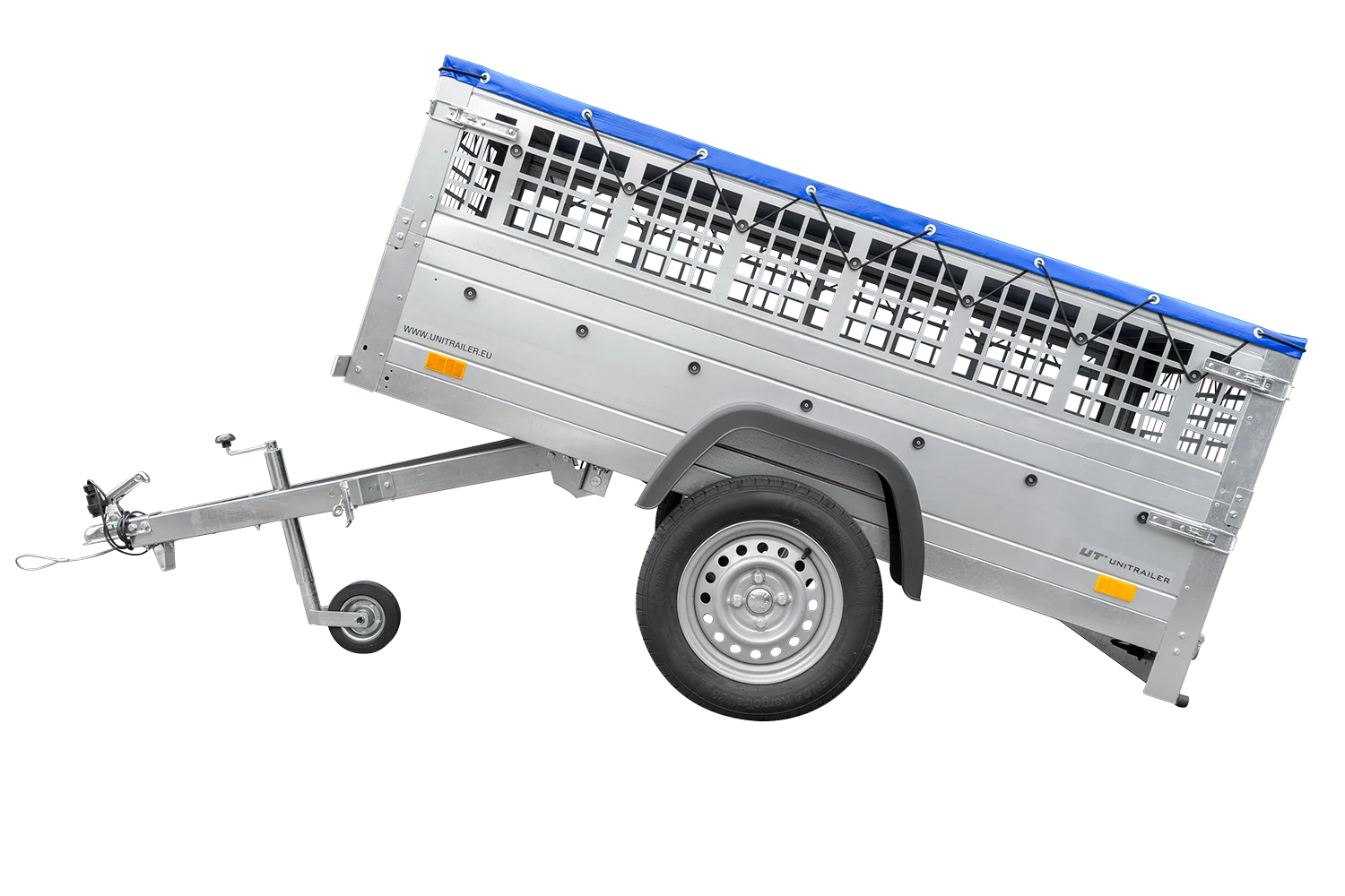 fre_pl_Remorque-grillagee-200x106-avec-bache-plate-bleue-ridelles-grillagees-et-roue-jockey-Garden-Trailer-200-KIPP-4540_4 Remorque grillagée 200×106 avec bâche plate bleue, ridelles grillagées et roue jockey – Garden Trailer 200 KIPP – Image 1