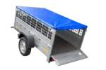 Remorque grillagée 200×106 avec bâche plate bleue, ridelles grillagées et roue jockey – Garden Trailer 200 KIPP – Image 11