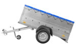Cliquez pour agrandir Remorque neuve 200×106 avec bâche plate, rehausses de ridelles et roue jockey – Garden Trailer 200 KIPP
