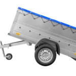 Cliquez pour agrandir Remorque neuve 200×106 avec bâche plate, rehausses de ridelles et roue jockey – Garden Trailer 200 KIPP