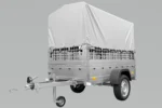 Grande Remorque 230X125 Avec Bâche Haute Grise, Ridelles Grillagées Et Roue Jockey – Garden Trailer 230 Kipp