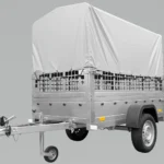 Grande Remorque 230X125 Avec Bâche Haute Grise, Ridelles Grillagées Et Roue Jockey – Garden Trailer 230 Kipp